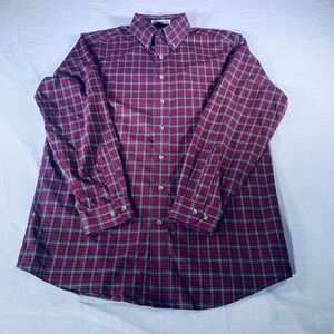 L.L. Bean Mens Plaid Button Down Shirt Long Sleeve Wrinkle Resistant‎ M Tall